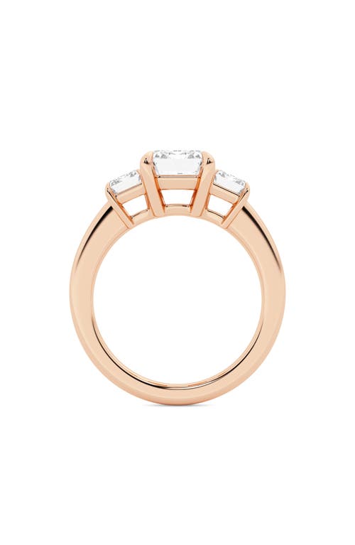 Everyday By Hautecarat Emerald-cut Lab Grown Diamond 3-stone Engagement Ring In 14k Rose Gold