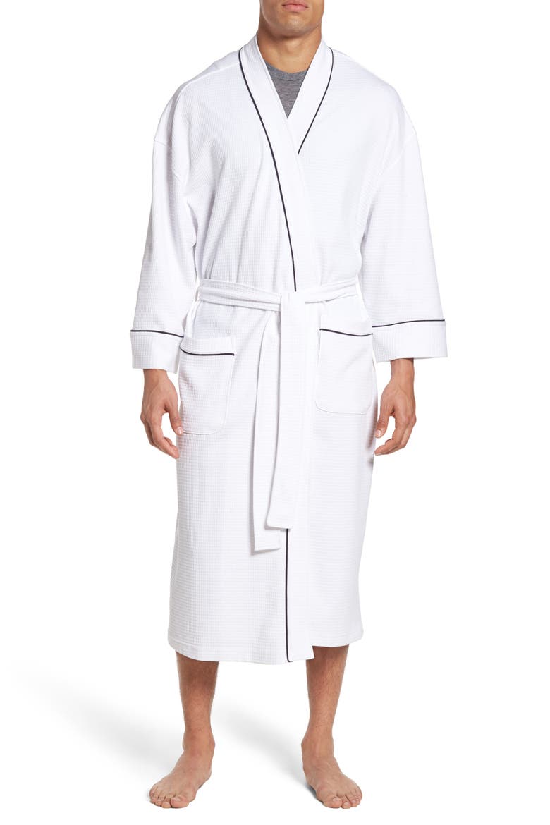Waffle Knit Robe, Main, color, WHITE