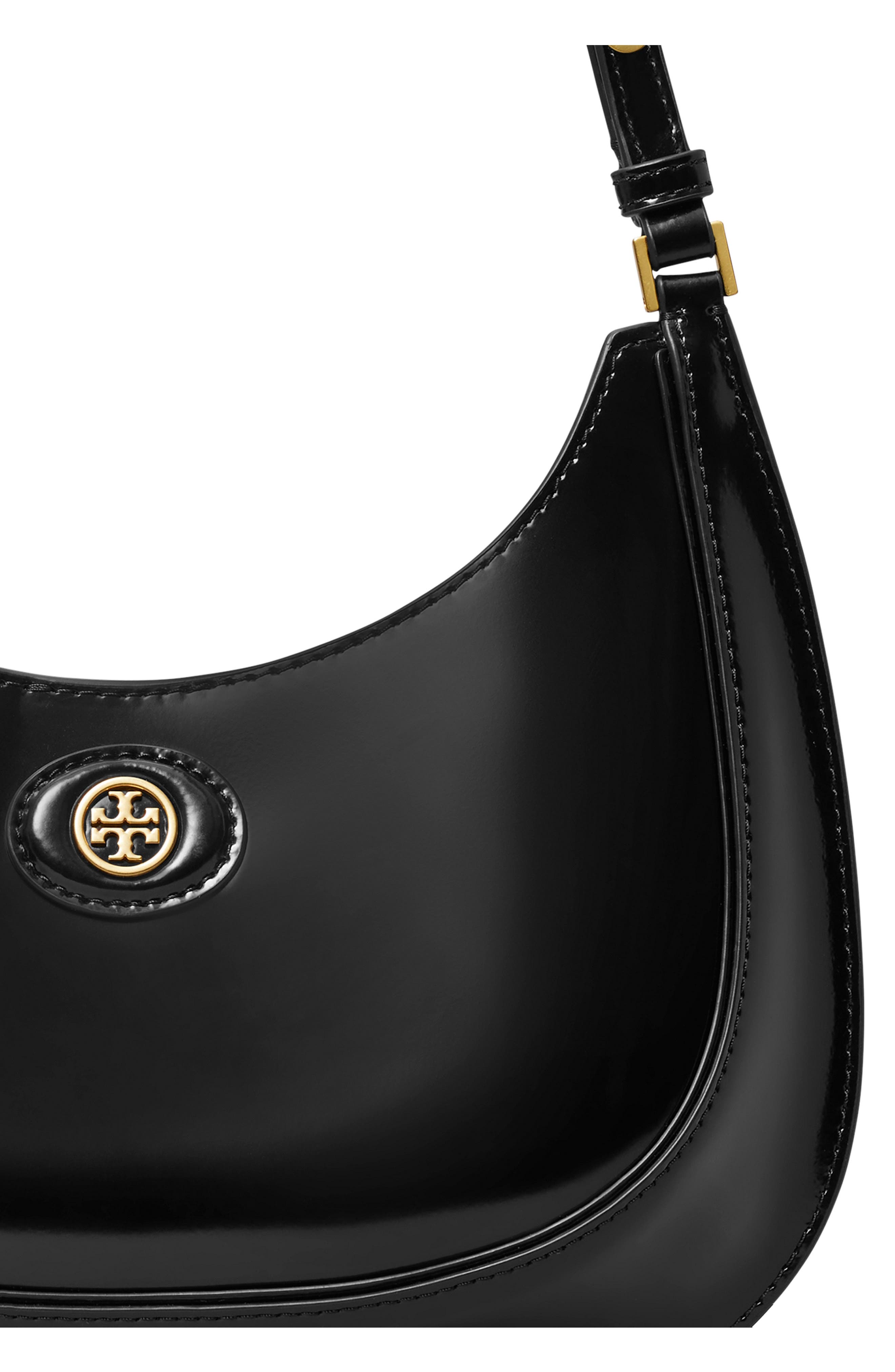 Tory Burch Robinson Spazzolato Crescent Leather Shoulder Bag, Alternate, color, 