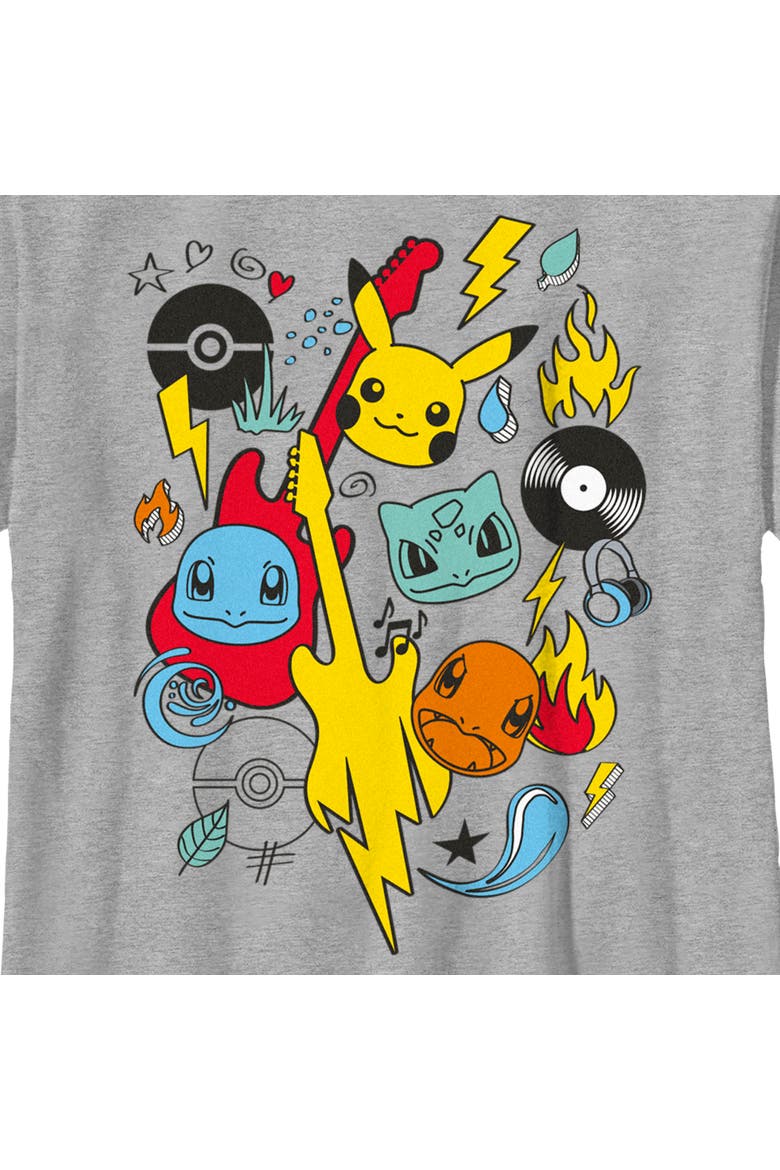 Boy's Pokemon Music Rocks Starters  Graphic T-Shirt, Alternate, color, Athletic Heather