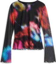 Desigual Long Sleeve Mesh T-Shirt