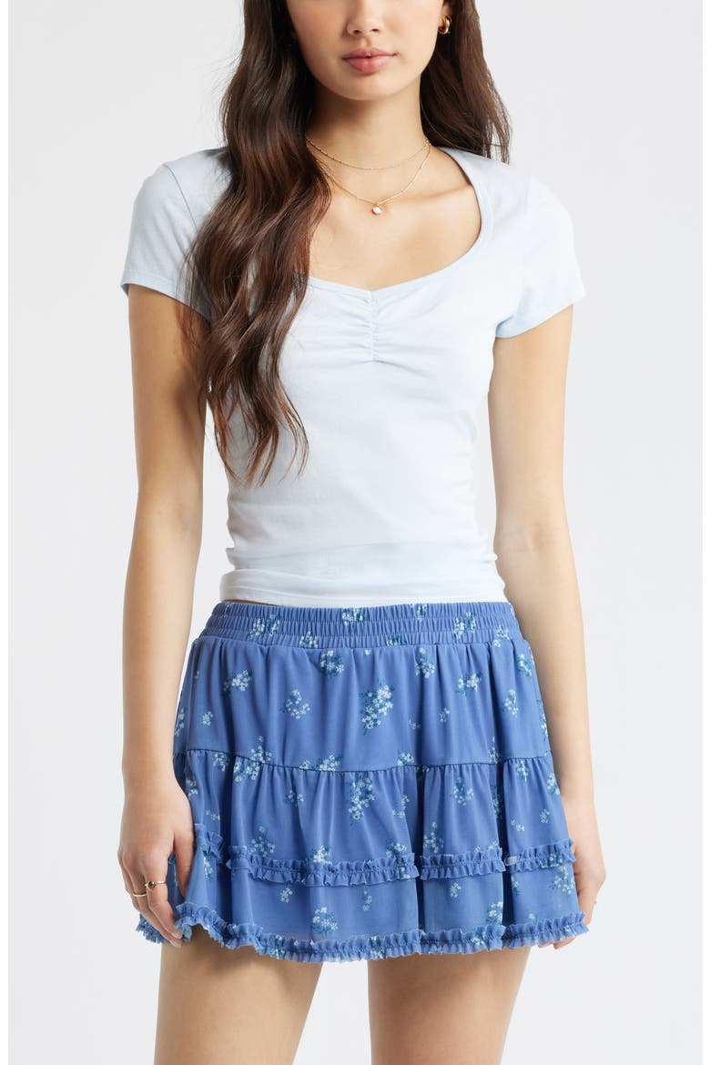 Ruched Front Cotton T-Shirt, Main, color, BLUE BIRD