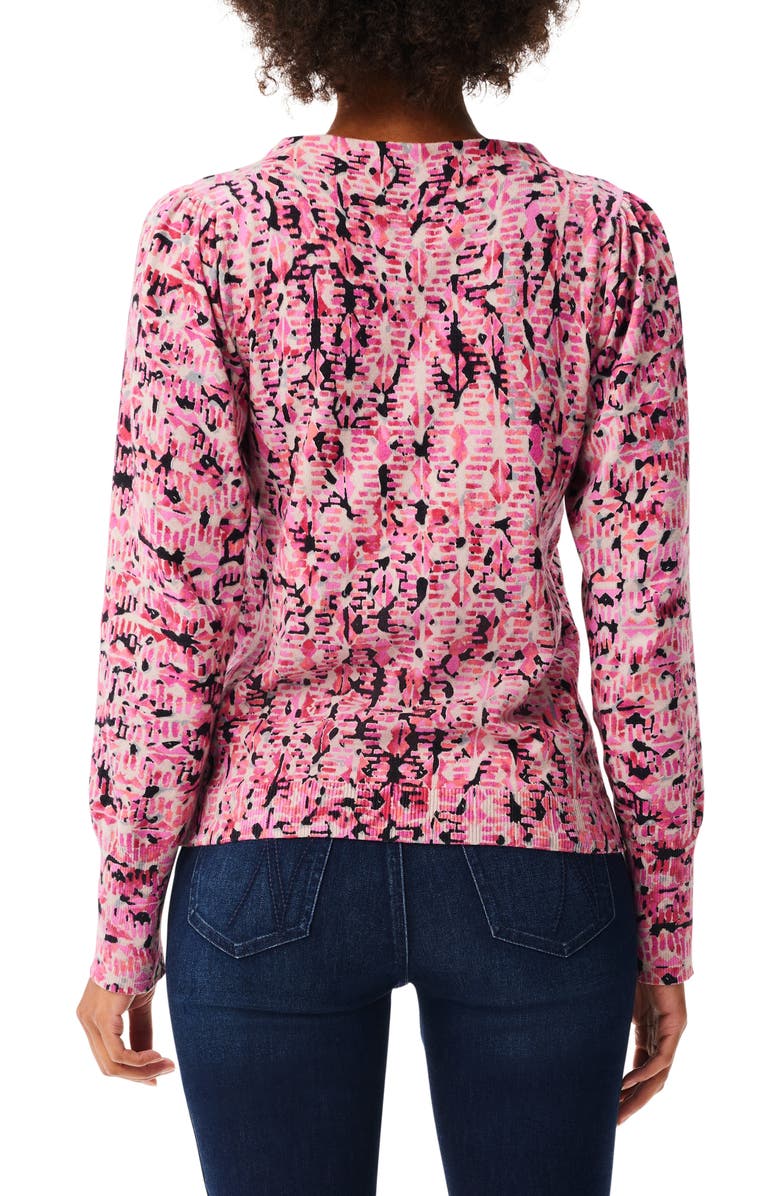 NIC+ZOE Blurred Geometric Mock Neck Sweater, Alternate, color, Pink Multi