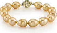 The Pearl Source Golden South Sea Drop Baroque Pearl Bracelet - AAA Quality
