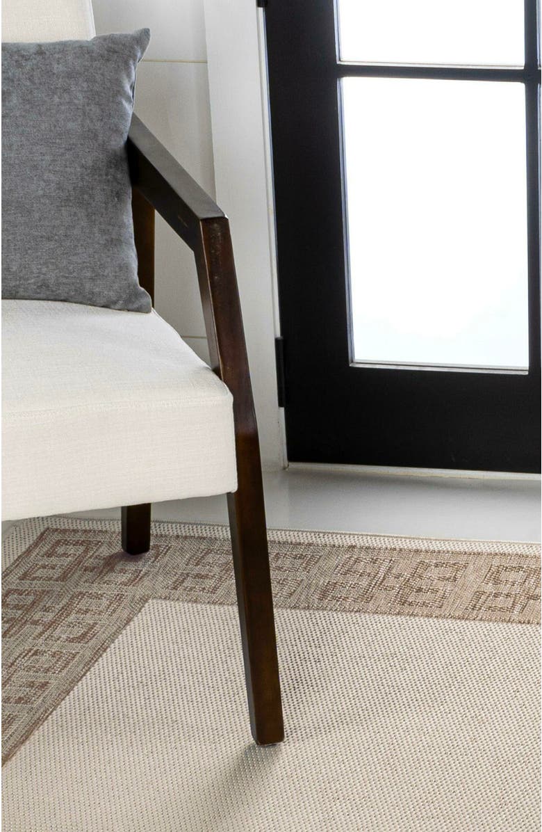 JONATHAN Y Athena Classic Geometric Border Indoor/Outdoor Area Rug, Alternate, color, Cream/Beige