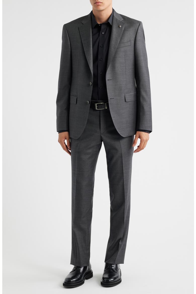 Stacie Trim Fit Solid Grey Stretch Super 110s Suit, Main, color, CHARCOAL