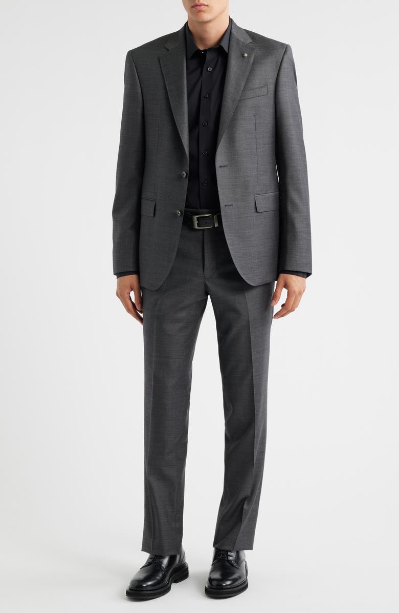 Jack Victor Stacie Trim Fit Solid Grey Stretch Super 110s Suit, Main, color, Charcoal