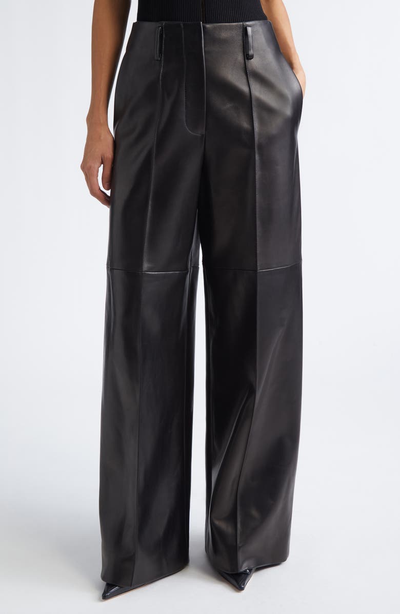GRACE LING Mercury Wide Leg Leather Trousers, Main, color, 