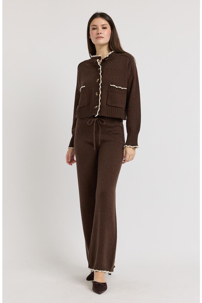 Victoria Drawstring Wide Leg Knit Pants, Alternate, color, BROWN