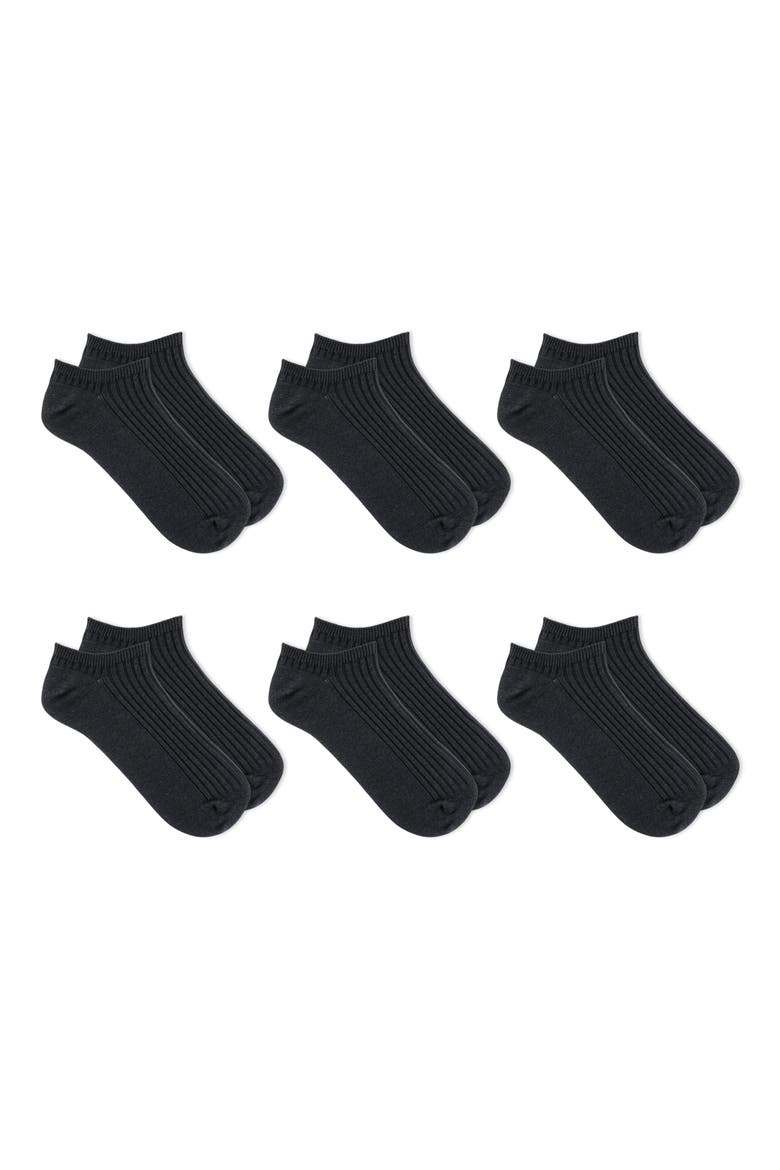 6-Pack Assorted No-Show Socks, Main, color, BLACK