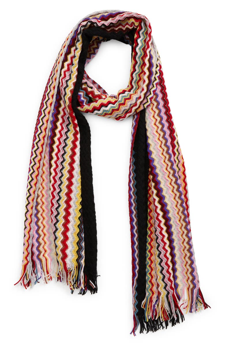 Missoni Zigzag & Solid Wool Scarf, Main, color, 
