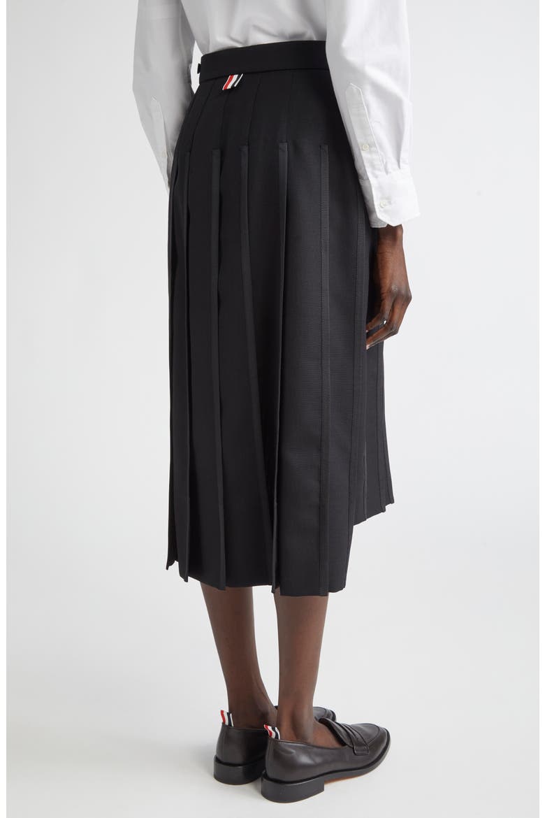 Classic Tipping Pleated Wool Skirt, Alternate, color, BLACK