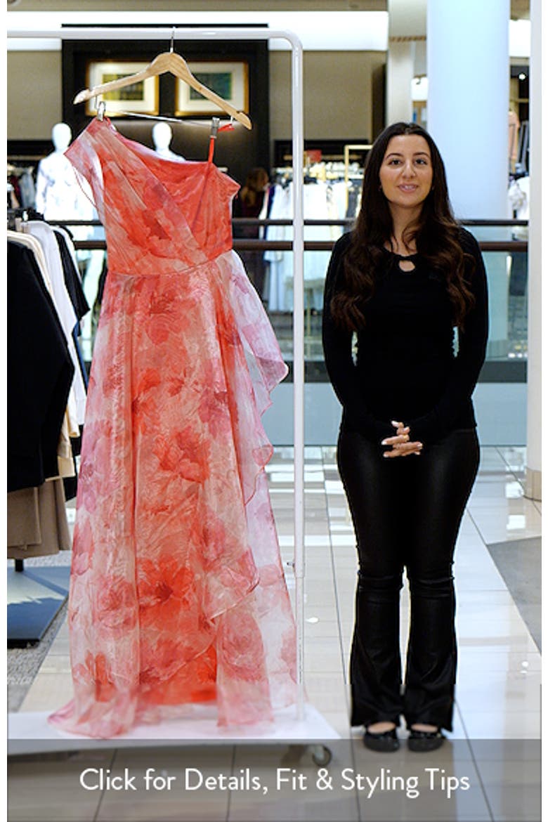 One-Shoulder Floral Chiffon Gown video