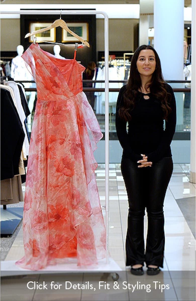 One-Shoulder Floral Chiffon Gown, sales video thumbnail