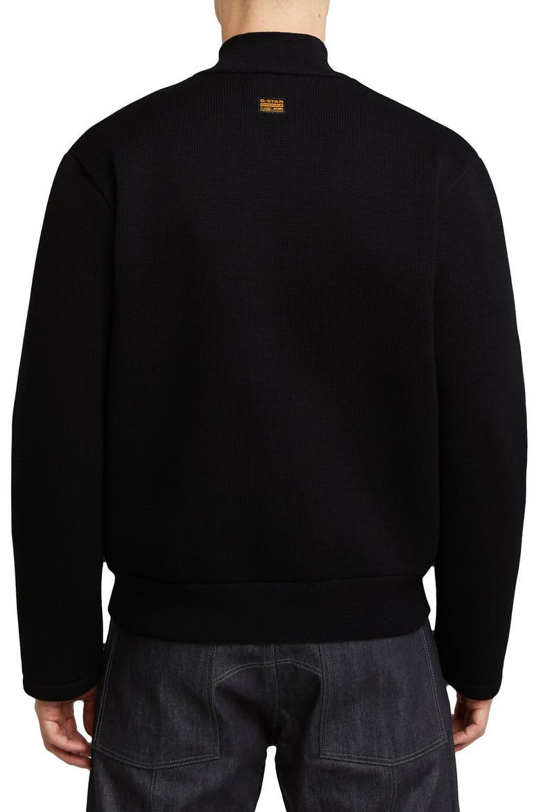 Mixed Media Organic Cotton Zip-Up Bomber Jacket, Alternate, color, DARK BLACK
