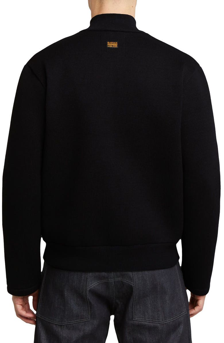 G-STAR Mixed Media Organic Cotton Zip-Up Bomber Jacket, Alternate, color, Dark Black