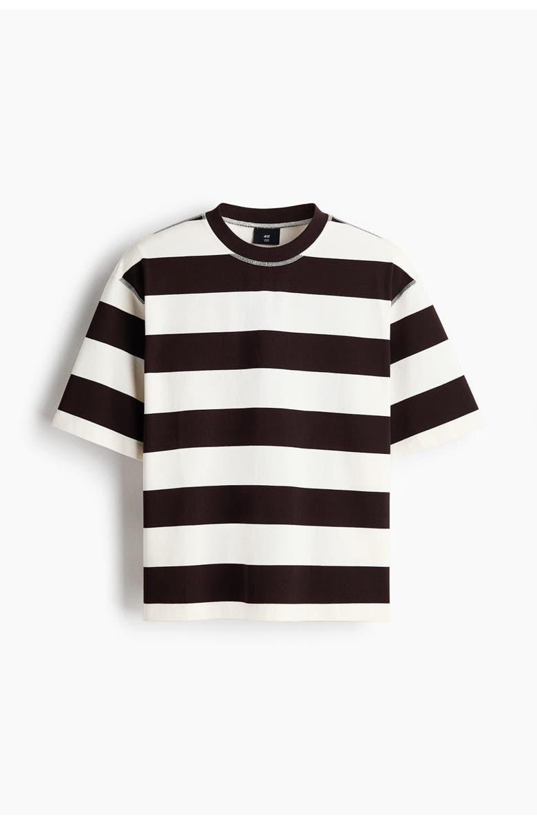 H&M Oversized Fit T-shirt, Main, color, Dark Brown/Striped
