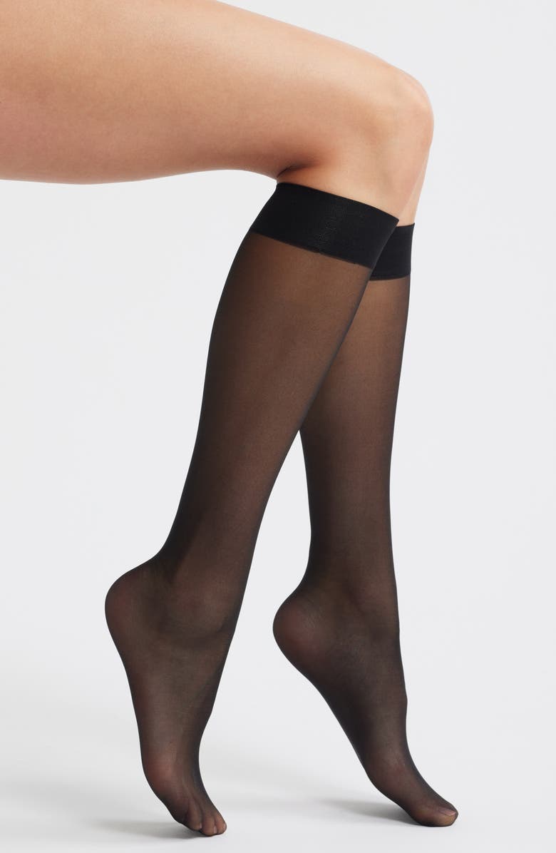 Hue Sheer Knee High Socks, Main, color, Black