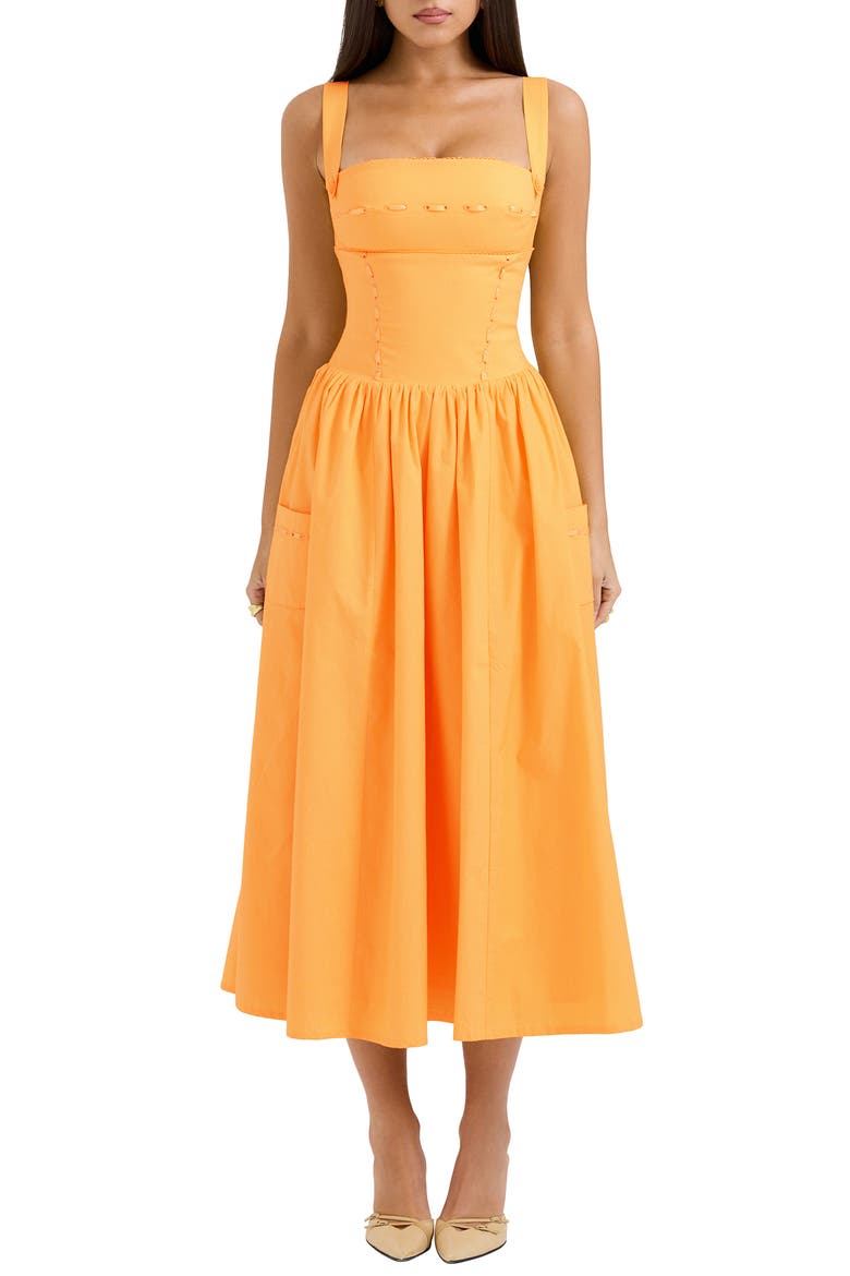 Vivien Midi Sundress, Main, color, FLAX