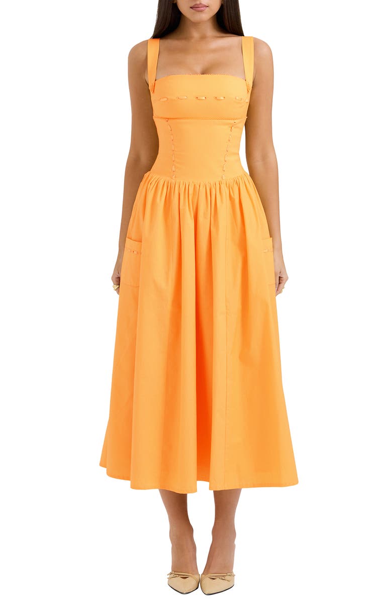 HOUSE OF CB Vivien Midi Sundress, Main, color, Flax