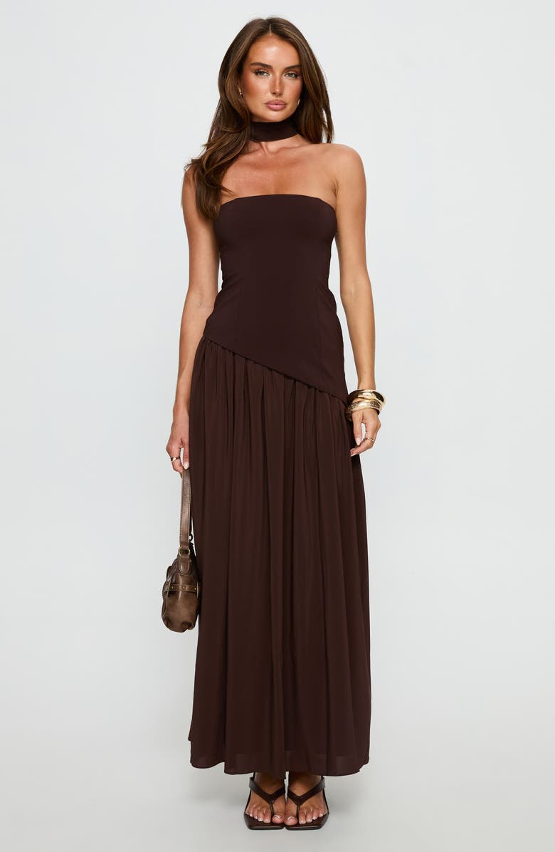 Princess Polly Odella Strapless Maxi Dress, Alternate, color, Chocolate