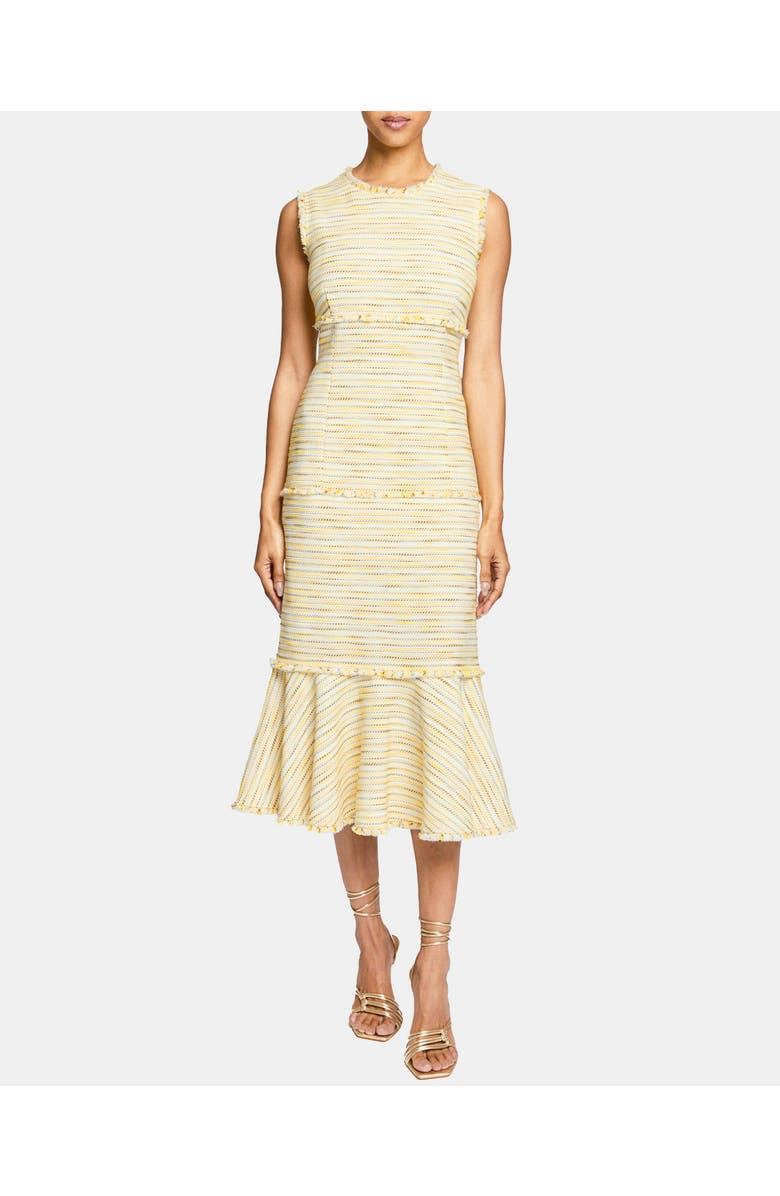 Santorelli ANDI Sleeveless Fit and Flare Sheath Dress in Lightweight Cotton Tweed, Main, color, Chamomile