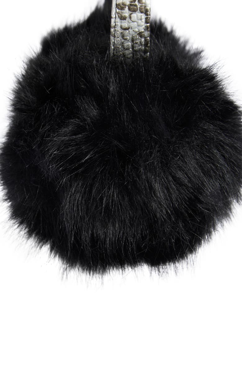 Steve Madden Faux Leather & Faux Fur Earmuffs, Alternate, color, Black