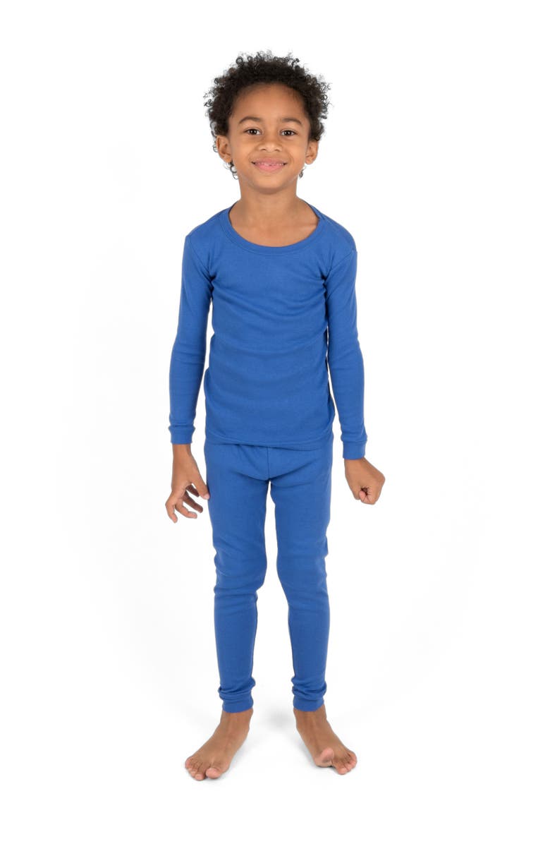 Leveret Kids Two-Piece Solid Cotton Matching Family Pajamas, Main, color, Royal Blue