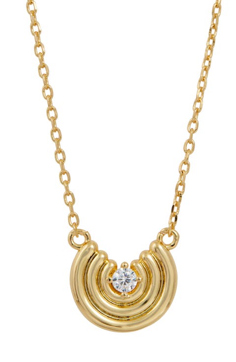 Pleated Disc CZ Pendant Necklace
