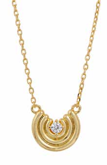 SAVVY CIE JEWELS Pleated Disc CZ Pendant Necklace