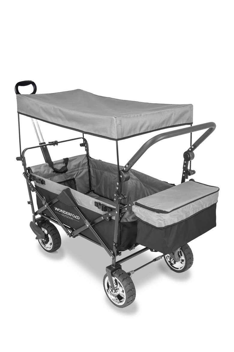 Push & Pull Outdoor Folding Wagon with Canopy - Black, Alternate, color, BLACK