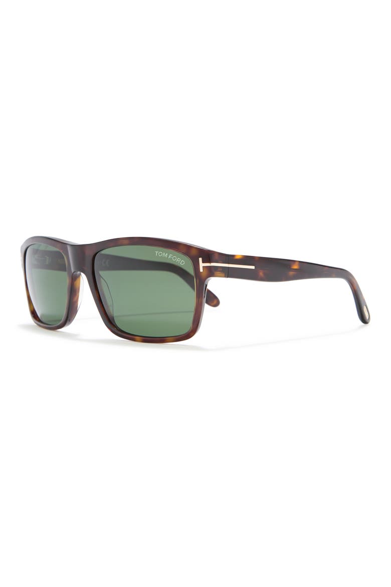58mm Rectangle Sunglasses, Alternate, color, DARK HAVANA / GREEN