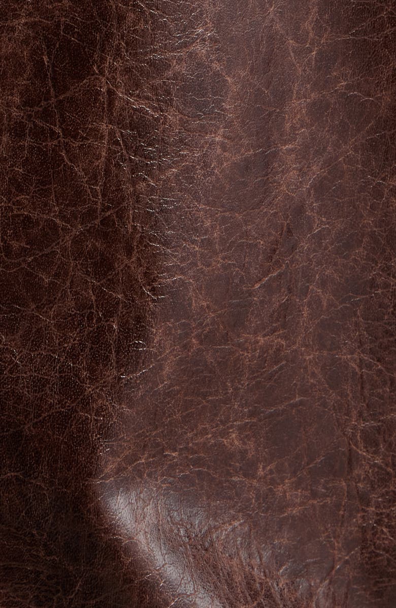 Princess Polly Found A Reason Faux Leather & Faux Shearling Trim Crop Jacket, Alternate, color, Brown