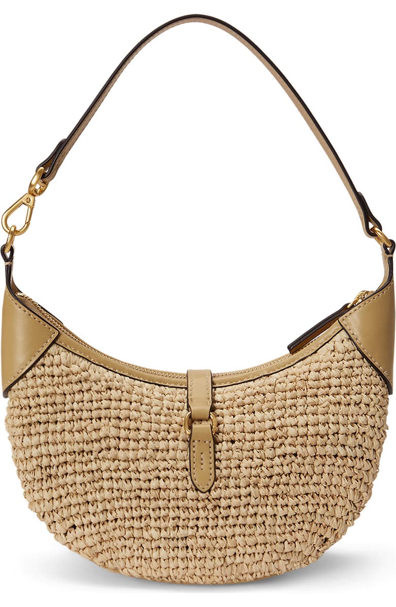Polo Ralph Lauren Raffia Shoulder Bag, Alternate, color, Natural/ Cashmere