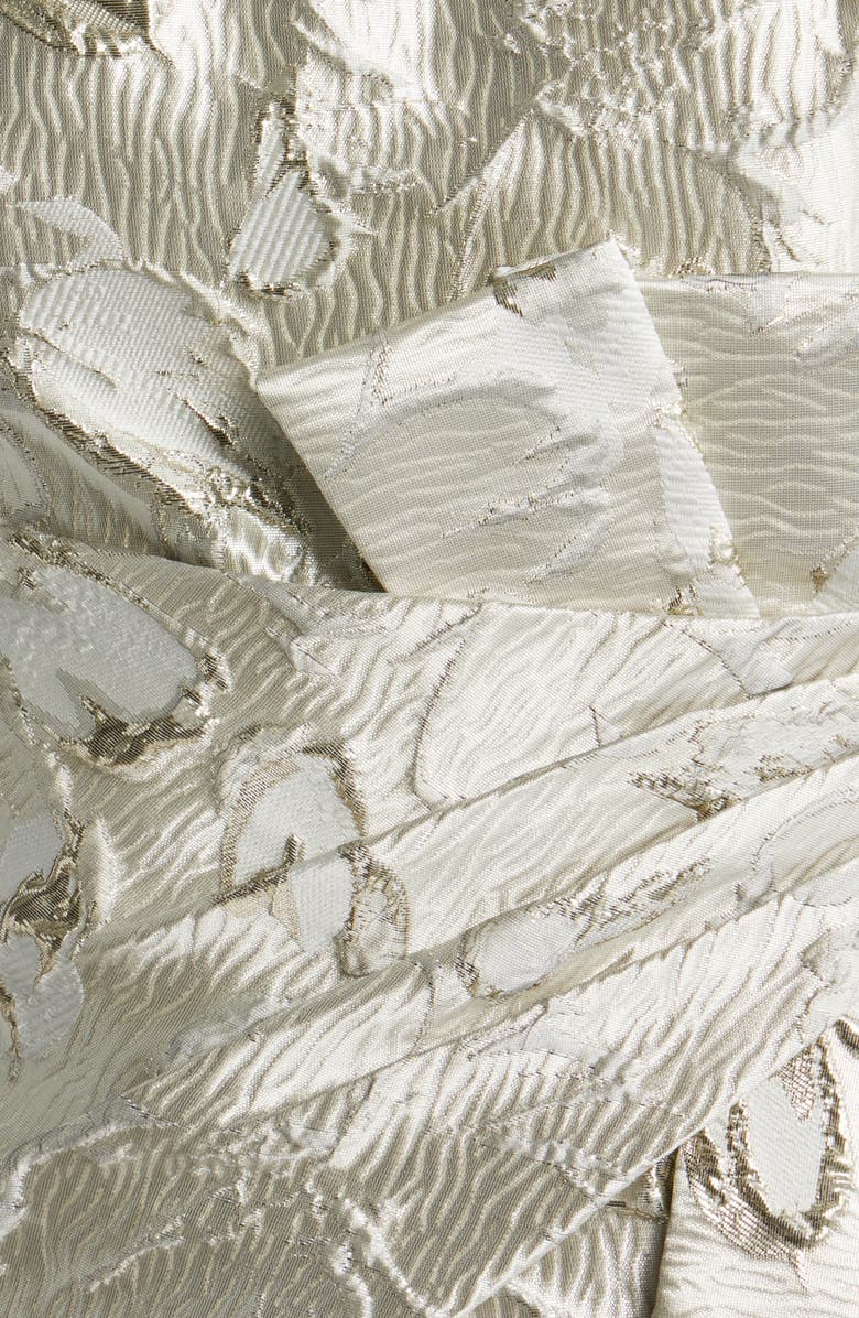 Eliza J Metallic Floral Jacquard Ruffle Detail Gown, Alternate, color,