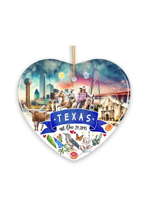 Texas Landmarks Heart-shaped Ceramic Ornament
