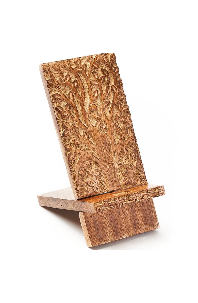 Matr Boomie Aranyani Tree of Life Phone Stand for Desk, Main, color, Brown