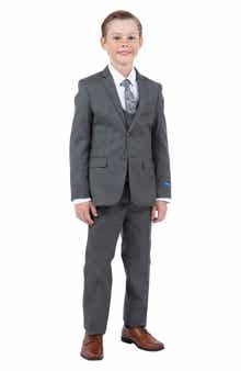 Perry Ellis Kids' Grey Five-Piece Sharkskin Suit