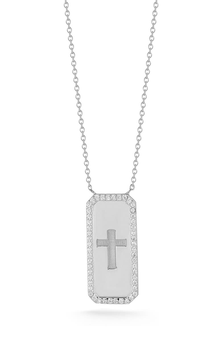 GLAZE JEWELRY CZ Cross Dogtag Necklace, Main, color, 