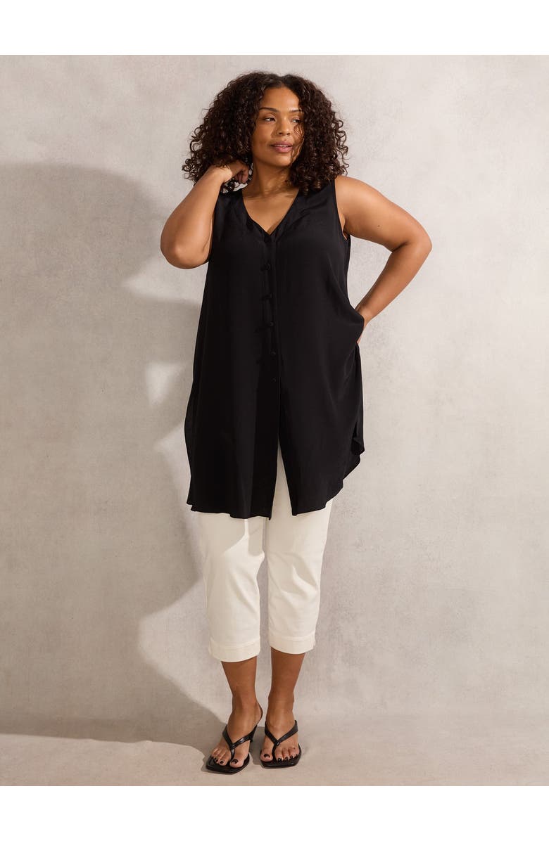 Live Unlimited Split Front Tunic, Alternate, color, Black