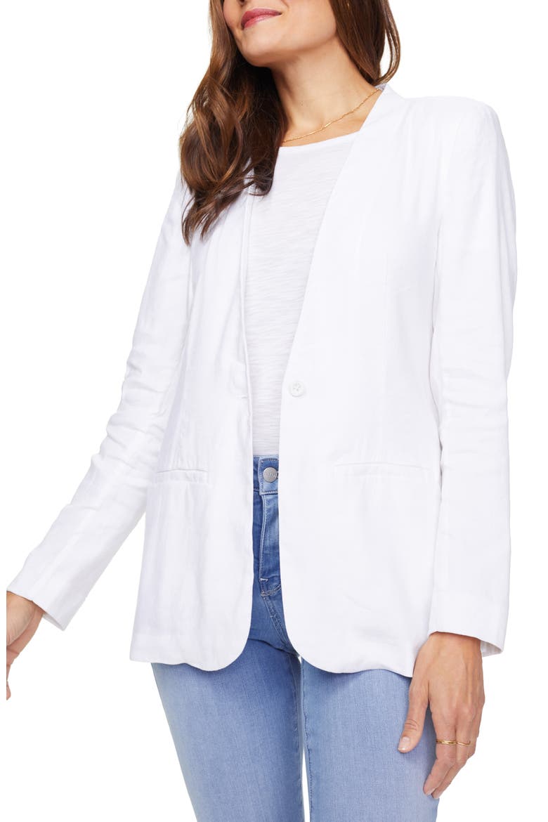 One-Button Linen Blend Blazer, Main, color, OPTIC WHITE