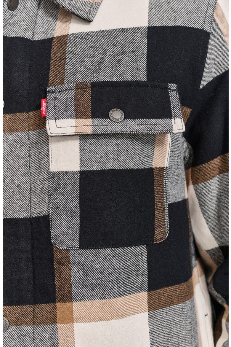 Quilt Lined Cotton Shacket, Alternate, color, BLACK/ CARAMEL