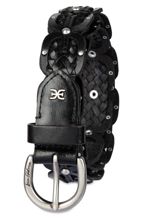 Sam Edelman Linked Braided Leather Belt In Black
