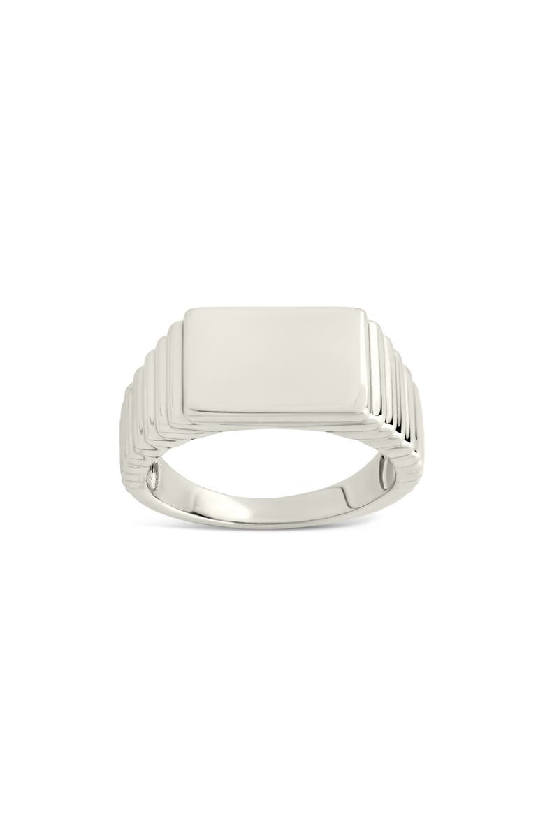 Sterling Forever Reta Polished Signet Ring, Main, color, Silver