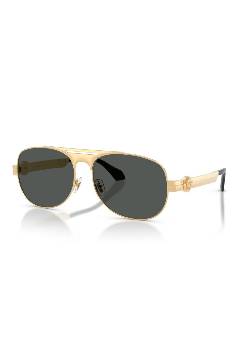 60mm Pilot Sunglasses, Alternate, color, GOLD VERSACE / DARK GREY
