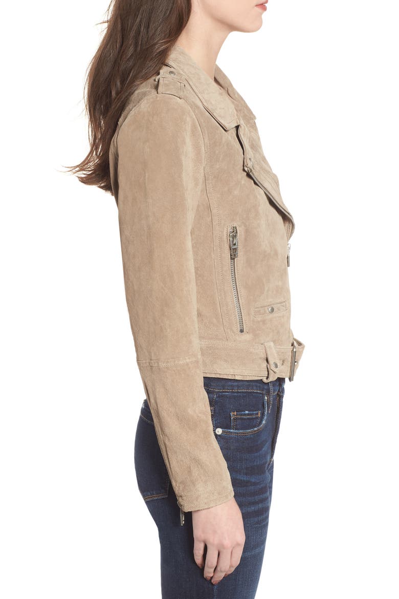 Suede Moto Jacket, Alternate, color, SAND STONER