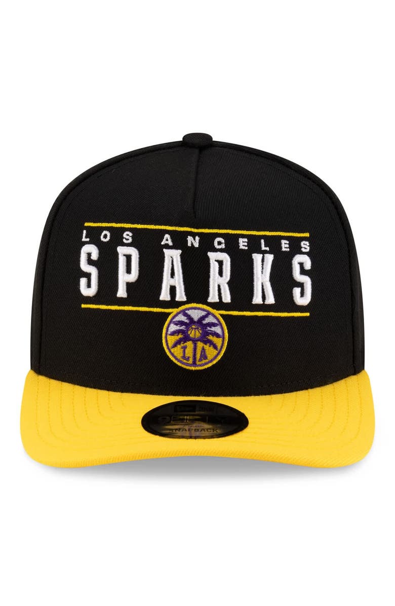 New Era Unisex New Era Black/Gold Los Angeles Sparks 2025 WNBA Draft A-Frame 9FIFTY Snapback Hat, Alternate, color, 
