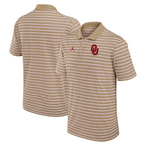 Jordan Brand Tan/white Oklahoma Sooners Primetime Victory Striped Polo