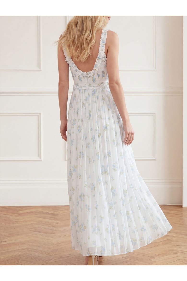 Magnolia Ditsy Chiffon Cami Ankle Gown, Alternate, color, White/Aqua