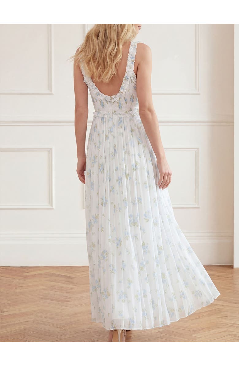 Needle & Thread Magnolia Ditsy Chiffon Cami Ankle Gown, Alternate, color, White/Aqua